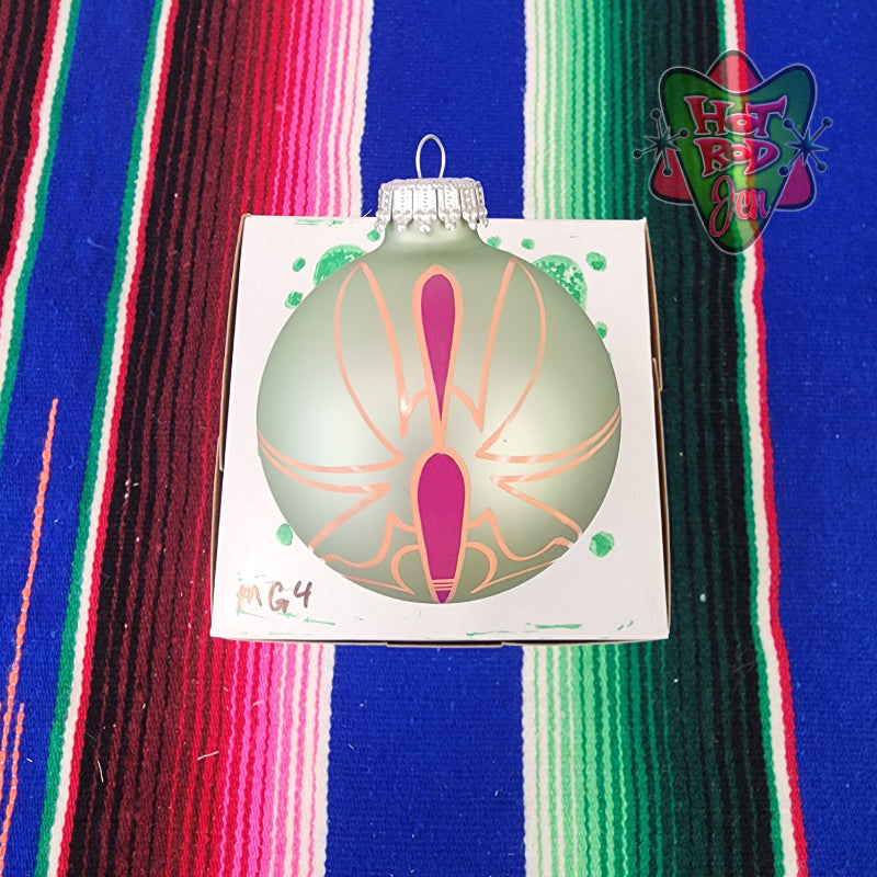 Hand pinstriped/painted glass ornament by Hot Rod Jen