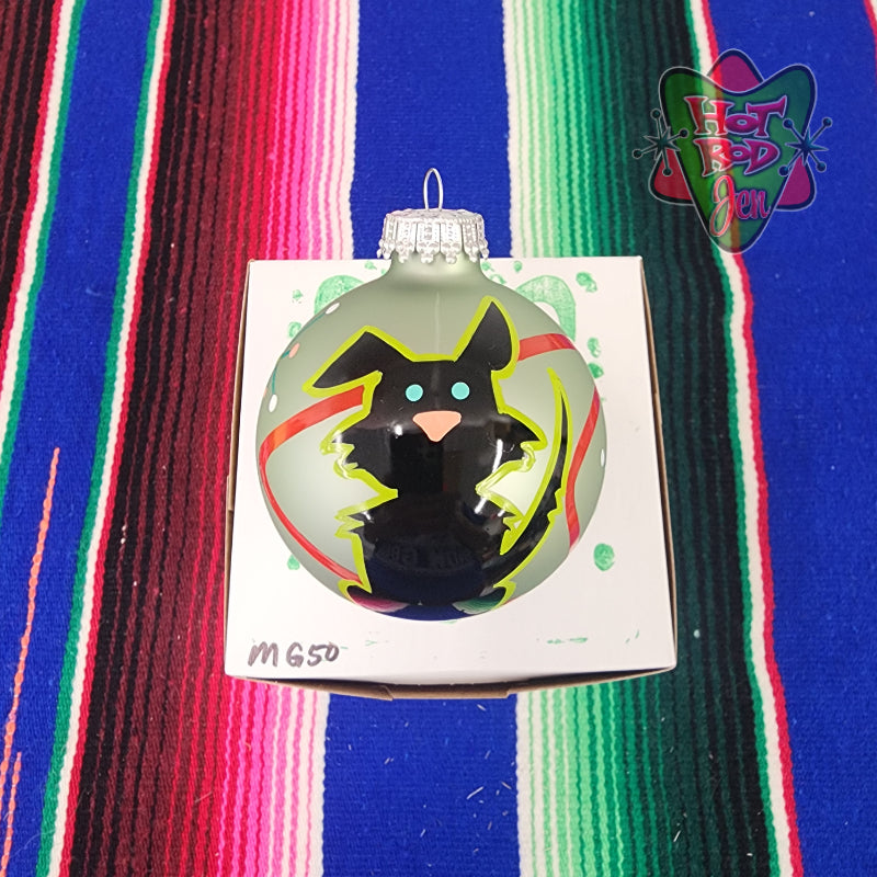 Hand pinstriped/painted glass ornament by Hot Rod Jen