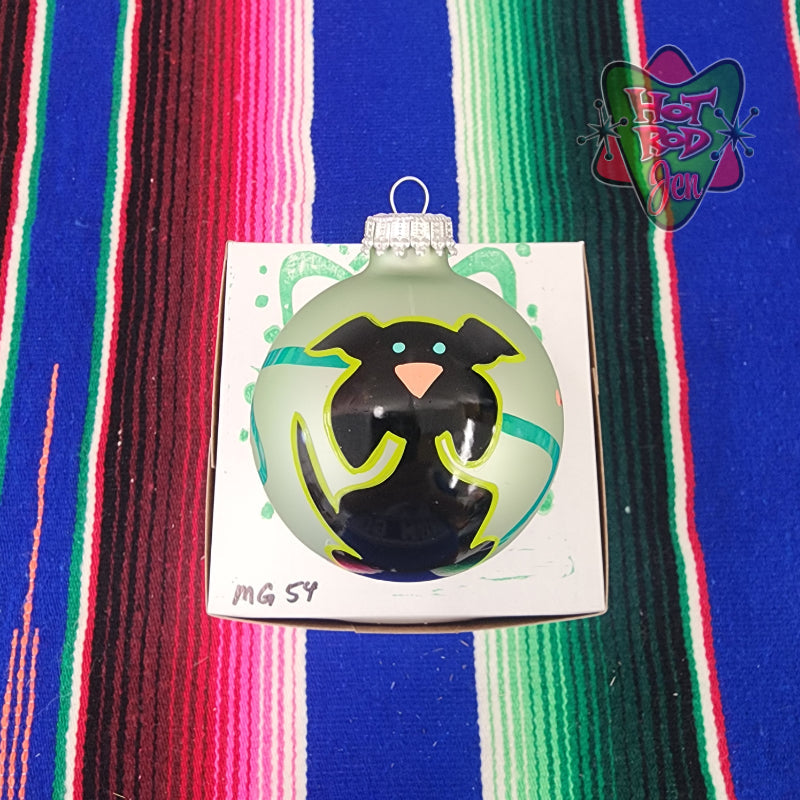 Hand pinstriped/painted glass ornament by Hot Rod Jen