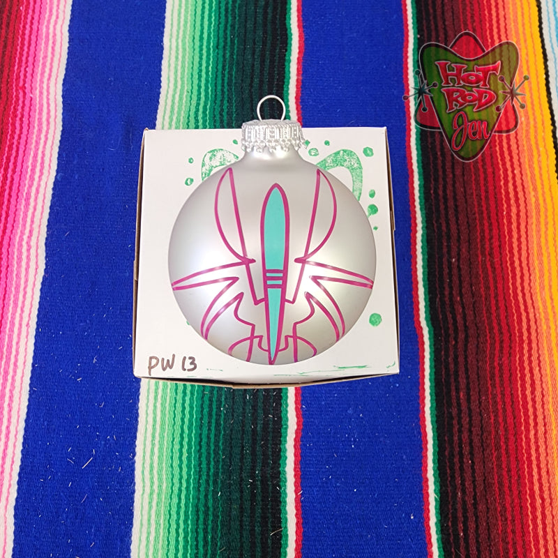 Hand pinstriped/painted glass ornament by Hot Rod Jen