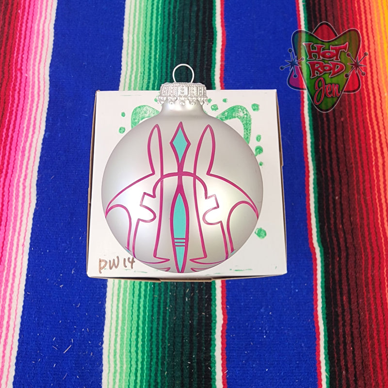 Hand pinstriped/painted glass ornament by Hot Rod Jen