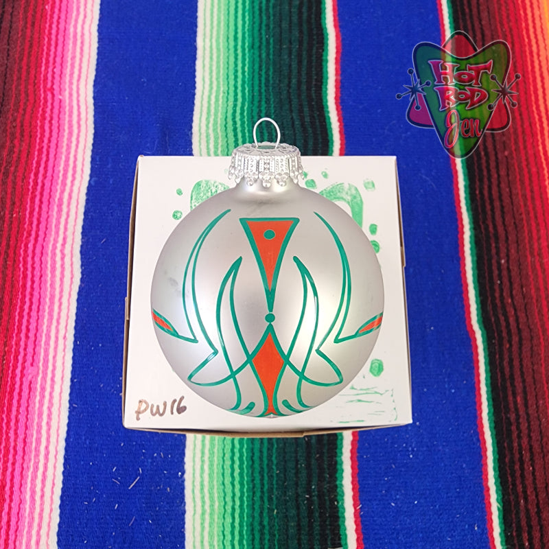 Hand pinstriped/painted glass ornament by Hot Rod Jen