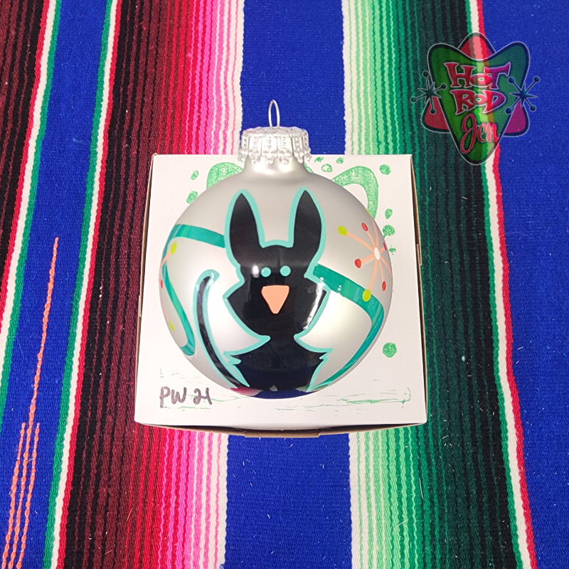 Hand pinstriped/painted glass ornament by Hot Rod Jen