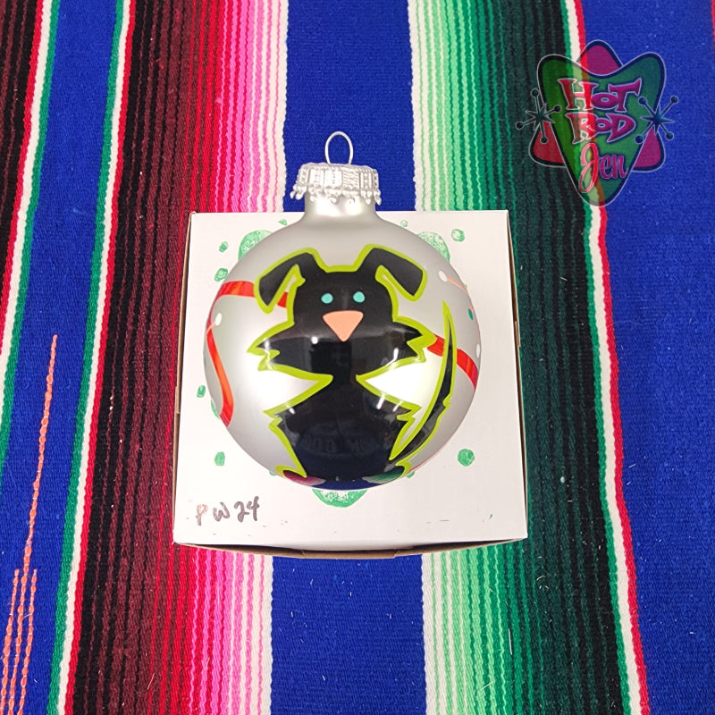 Hand pinstriped/painted glass ornament by Hot Rod Jen