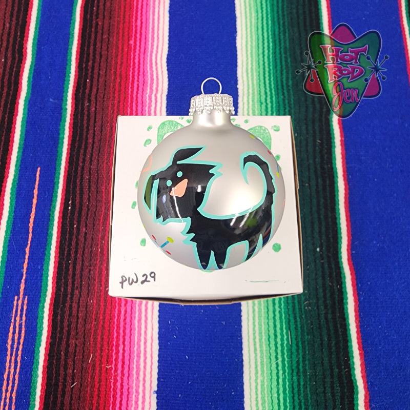 Hand pinstriped/painted glass ornament by Hot Rod Jen