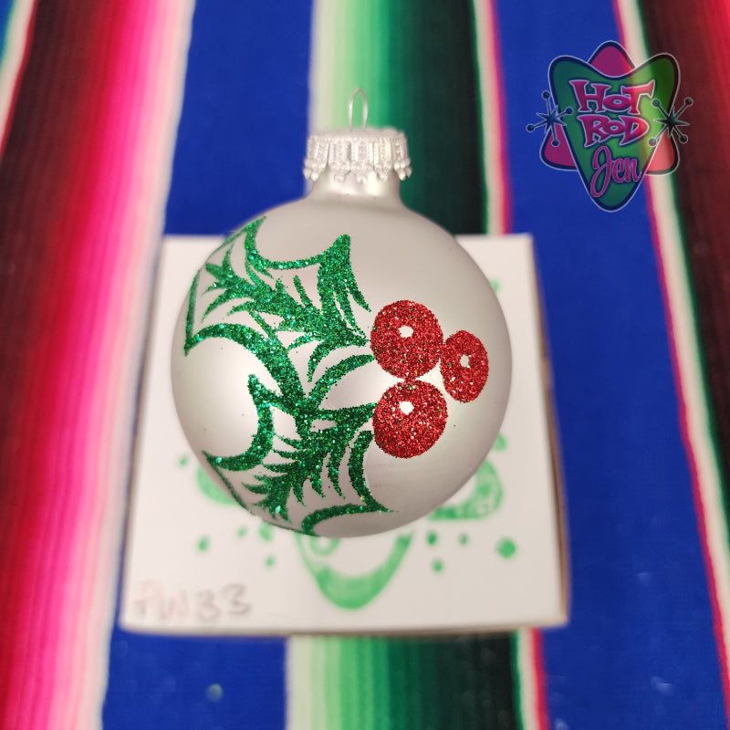 Hand pinstriped/painted glass ornament by Hot Rod Jen