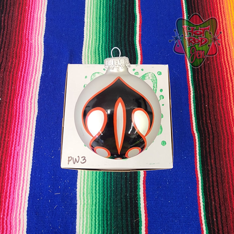 Hand pinstriped/painted glass ornament by Hot Rod Jen