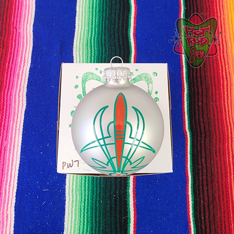 Hand pinstriped/painted glass ornament by Hot Rod Jen