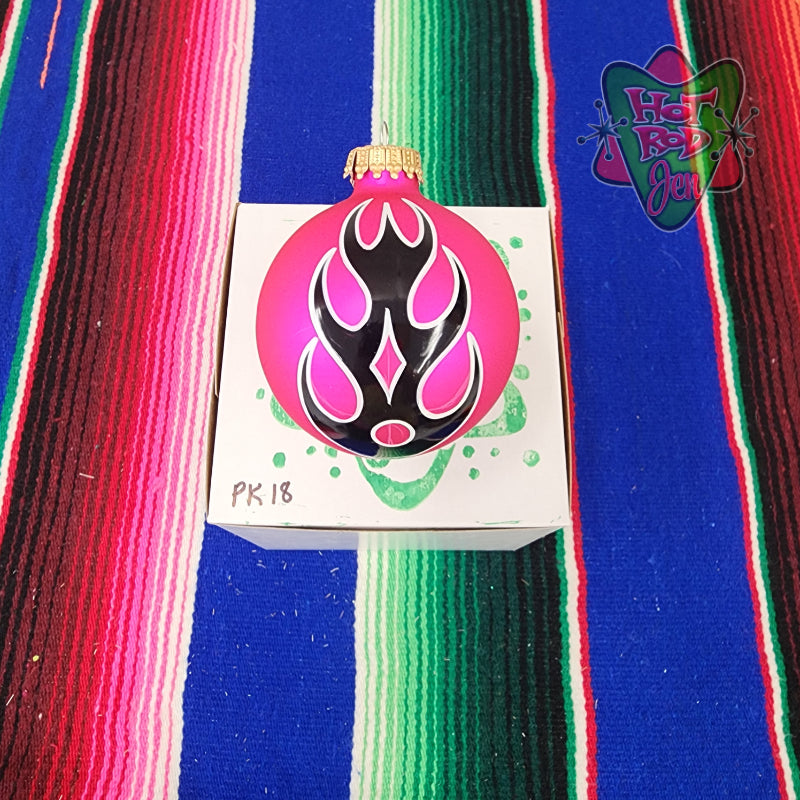 Hand pinstriped/painted glass ornament by Hot Rod Jen