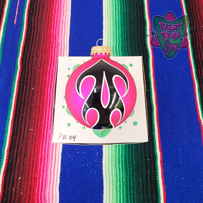 Hand pinstriped/painted glass ornament by Hot Rod Jen