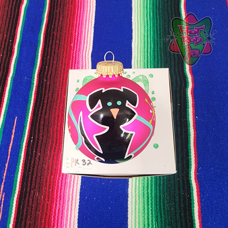 Hand pinstriped/painted glass ornament by Hot Rod Jen