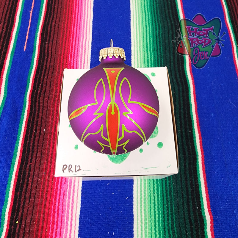 Hand pinstriped/painted glass ornament by Hot Rod Jen