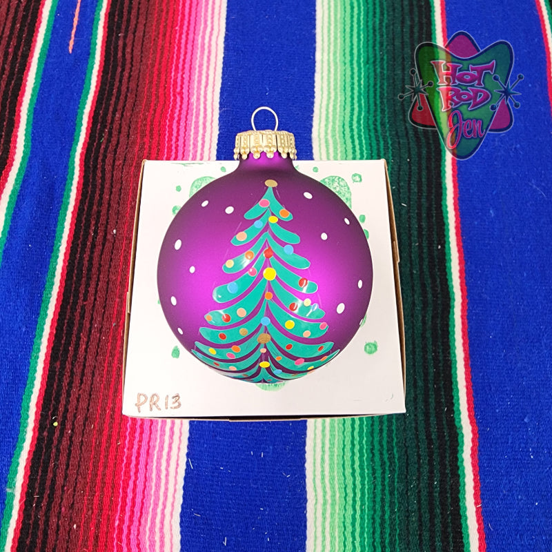 Hand pinstriped/painted glass ornament by Hot Rod Jen