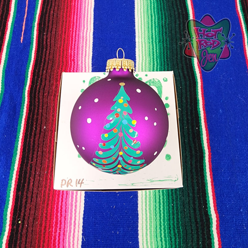 Hand pinstriped/painted glass ornament by Hot Rod Jen