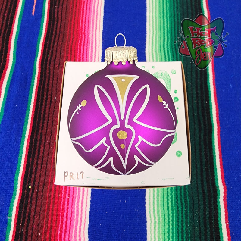 Hand pinstriped/painted glass ornament by Hot Rod Jen