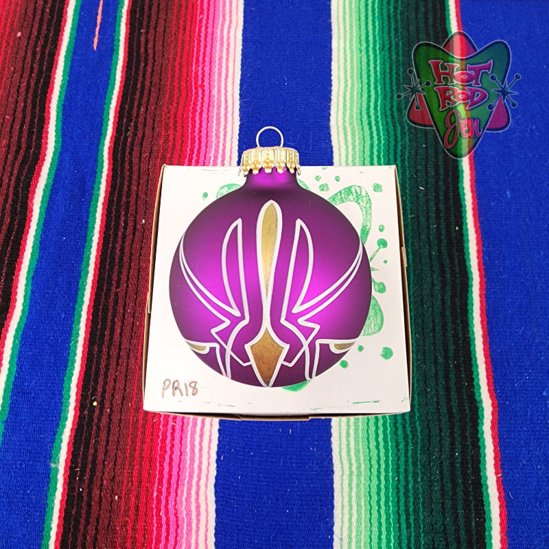 Hand pinstriped/painted glass ornament by Hot Rod Jen