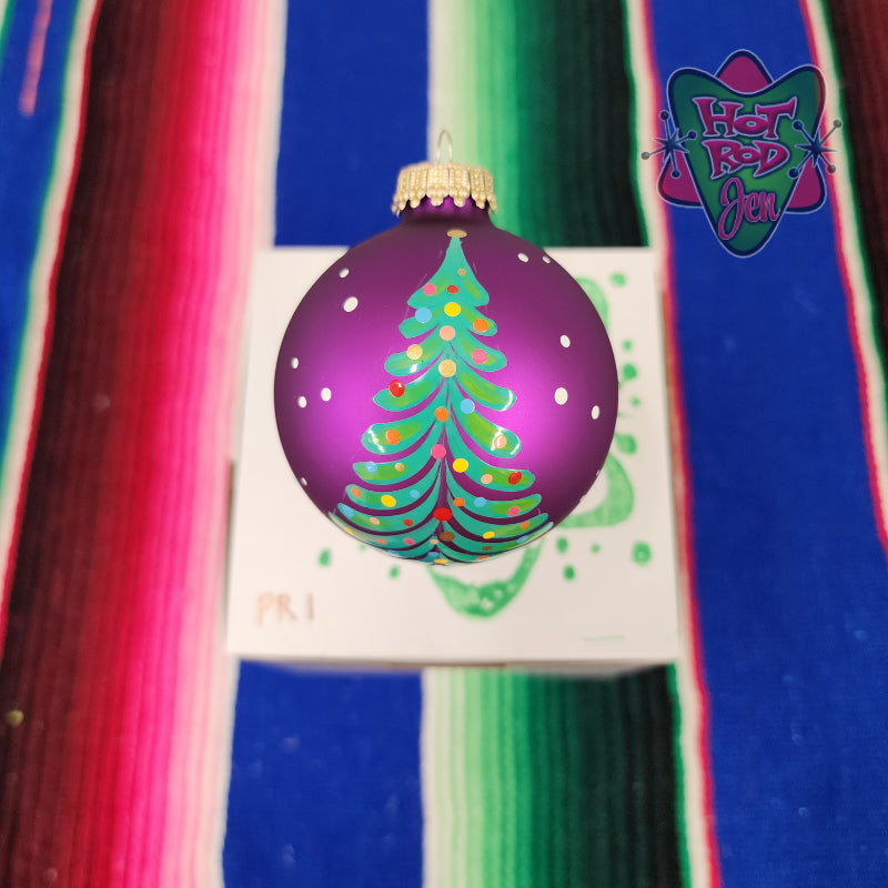 Hand pinstriped/painted glass ornament by Hot Rod Jen