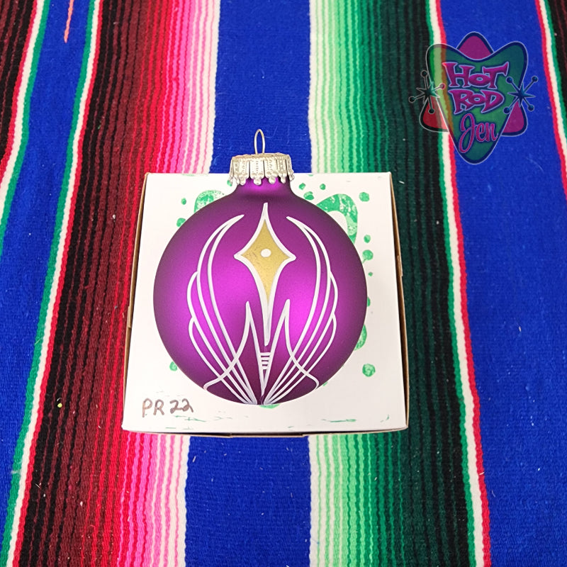 Hand pinstriped/painted glass ornament by Hot Rod Jen