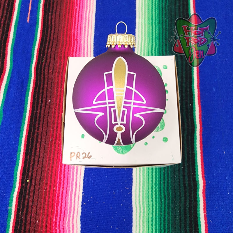 Hand pinstriped/painted glass ornament by Hot Rod Jen