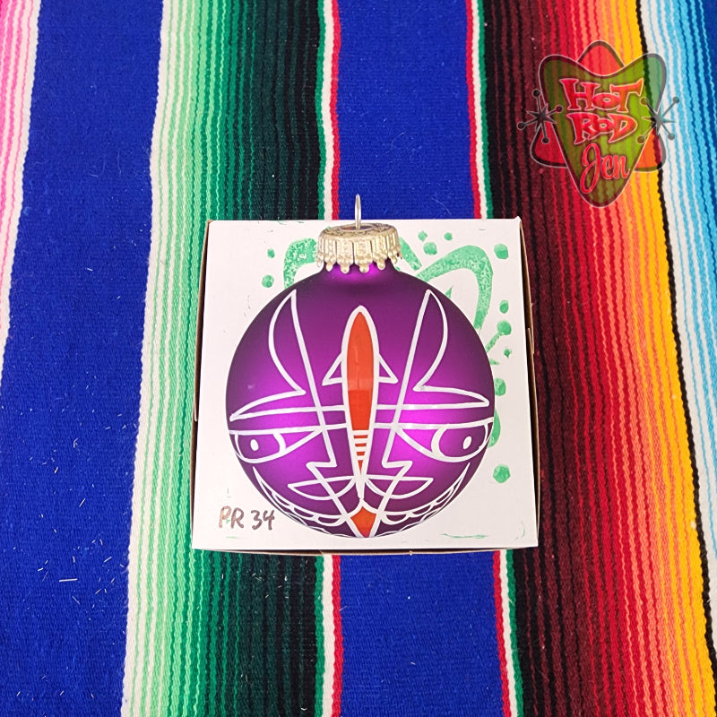 Hand pinstriped/painted glass ornament by Hot Rod Jen