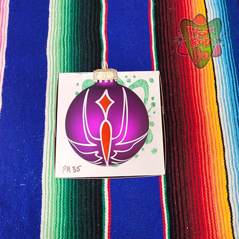 Hand pinstriped/painted glass ornament by Hot Rod Jen