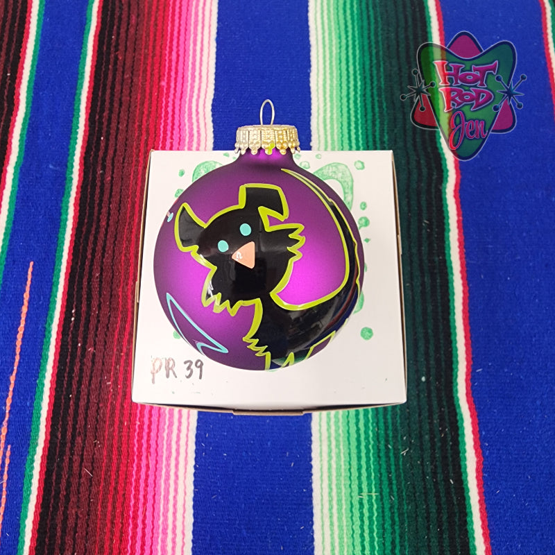 Hand pinstriped/painted glass ornament by Hot Rod Jen