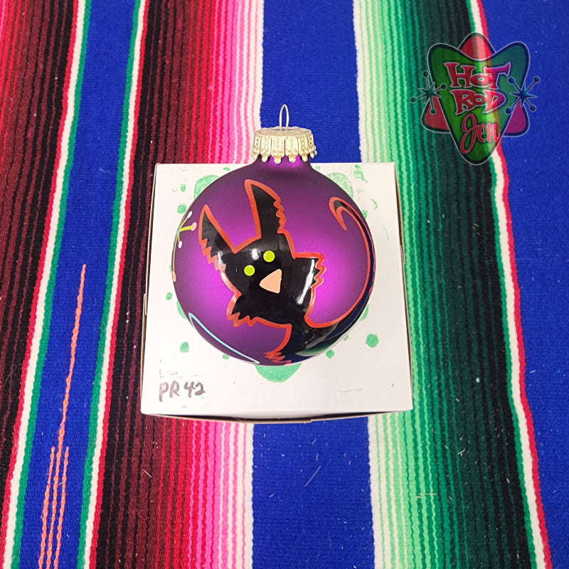 Hand pinstriped/painted glass ornament by Hot Rod Jen