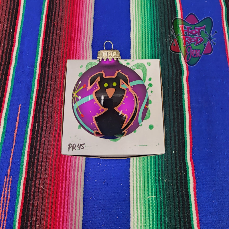 Hand pinstriped/painted glass ornament by Hot Rod Jen