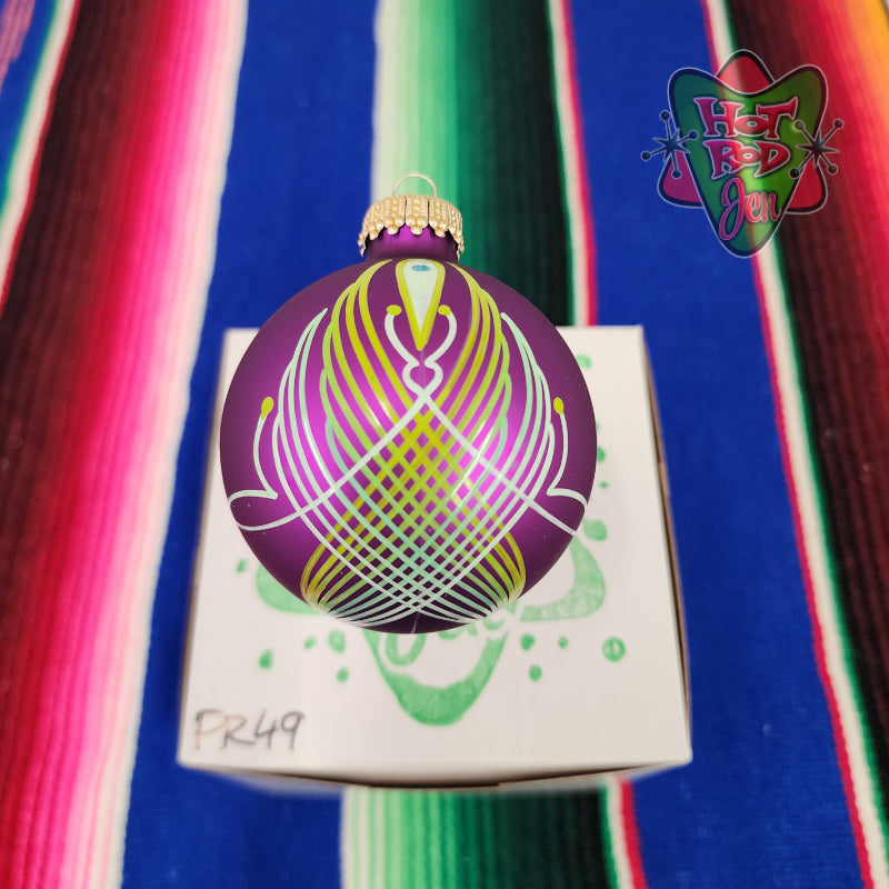 Hand pinstriped/painted glass ornament by Hot Rod Jen