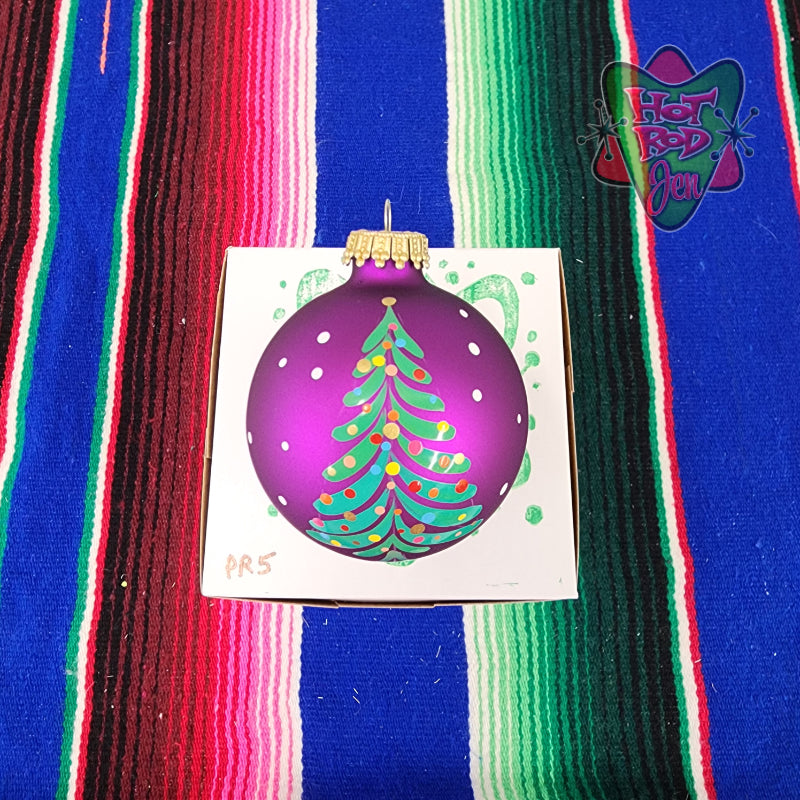 Hand pinstriped/painted glass ornament by Hot Rod Jen