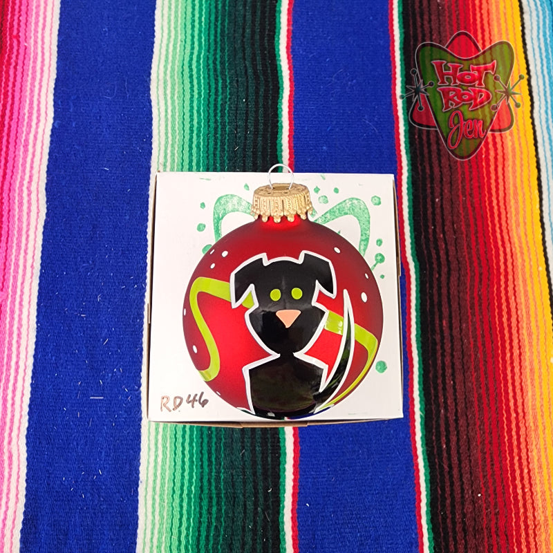 Hand pinstriped/painted glass ornament by Hot Rod Jen