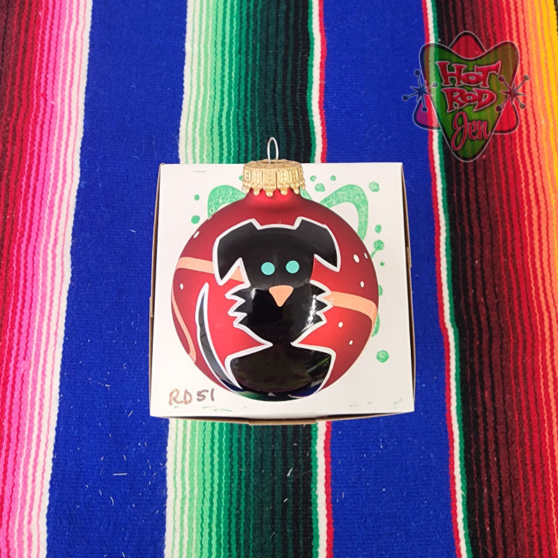 Hand pinstriped/painted glass ornament by Hot Rod Jen