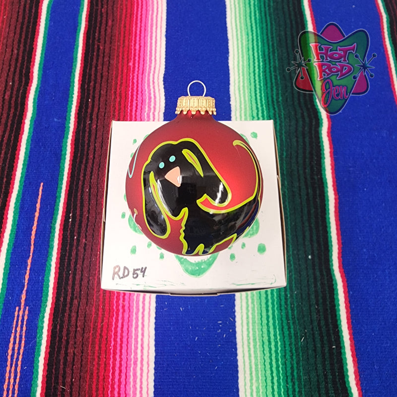 Hand pinstriped/painted glass ornament by Hot Rod Jen