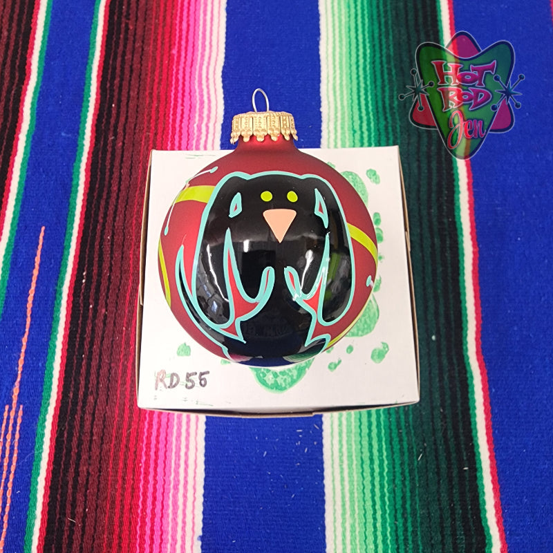 Hand pinstriped/painted glass ornament by Hot Rod Jen