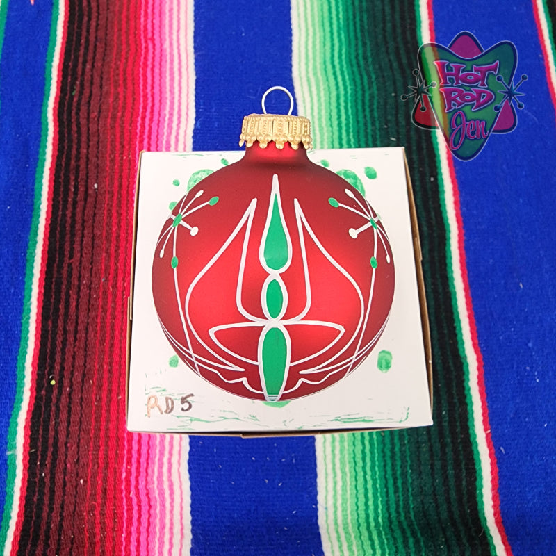 Hand pinstriped/painted glass ornament by Hot Rod Jen