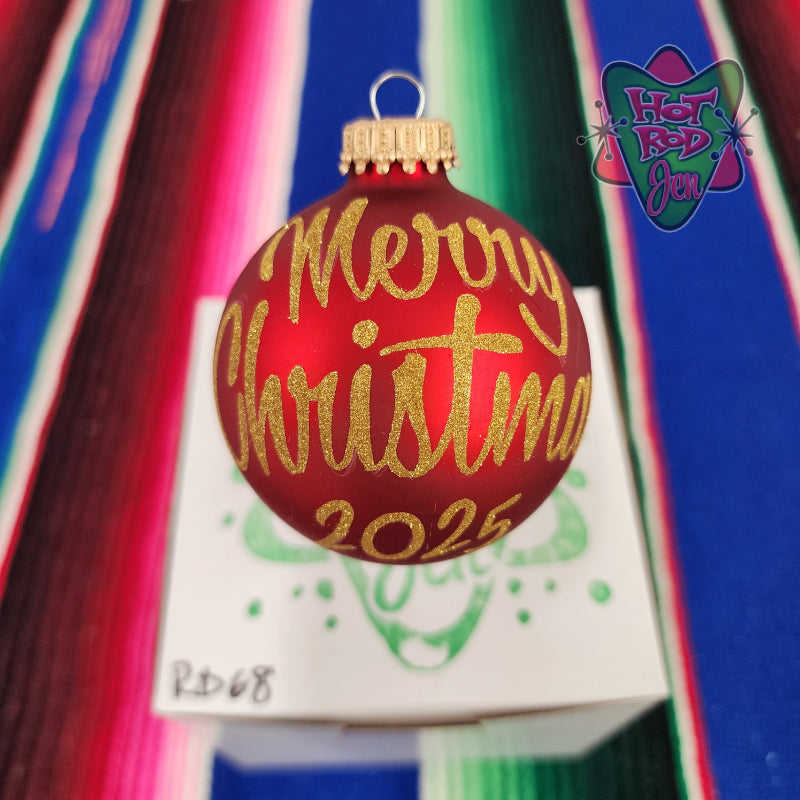 Hand pinstriped/painted glass ornament by Hot Rod Jen