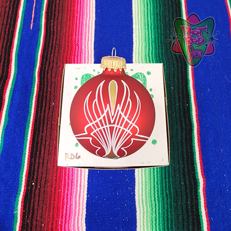 Hand pinstriped/painted glass ornament by Hot Rod Jen