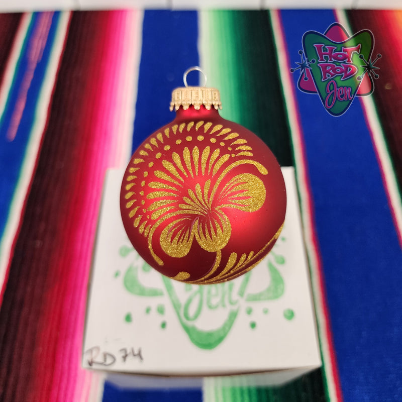 Hand pinstriped/painted glass ornament by Hot Rod Jen