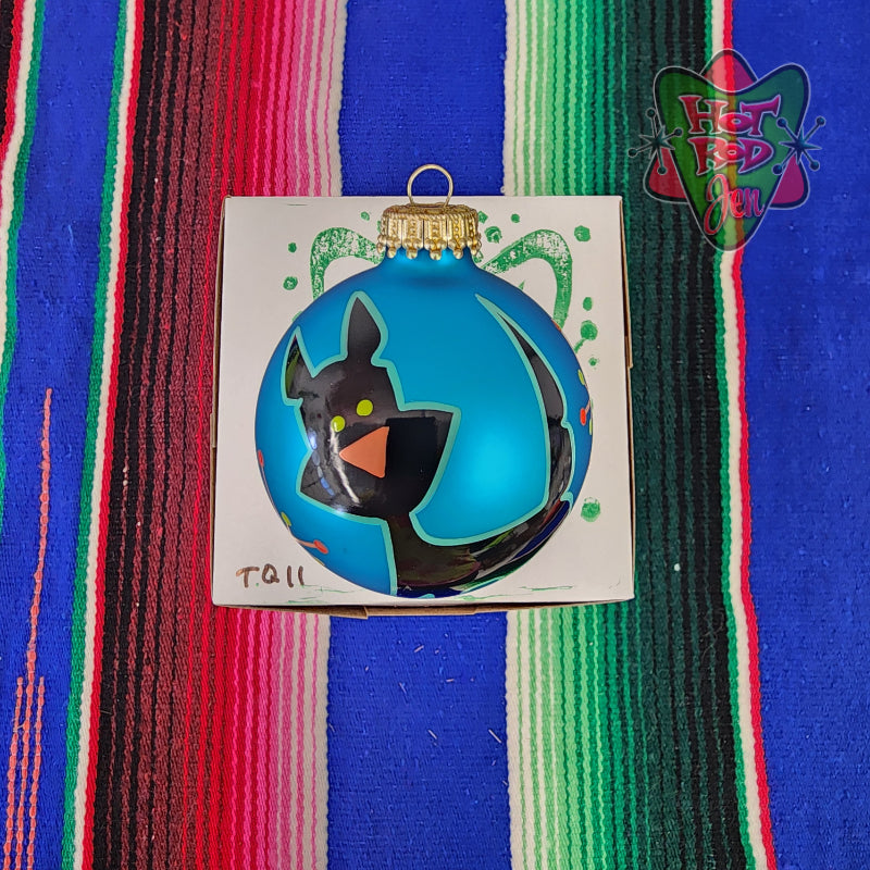 Hand pinstriped/painted glass ornament by Hot Rod Jen