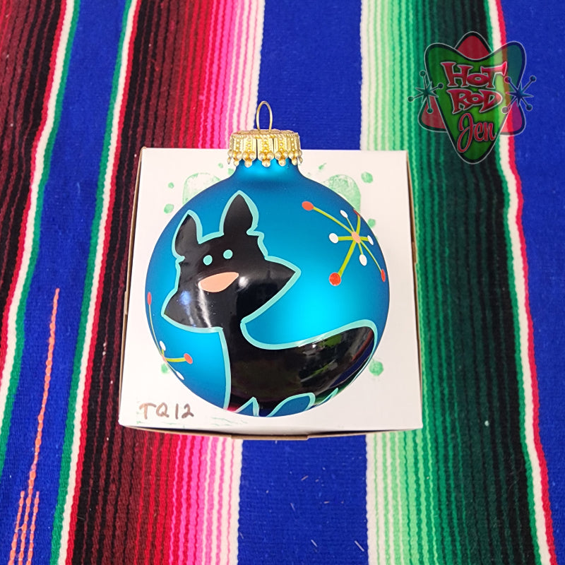 Hand pinstriped/painted glass ornament by Hot Rod Jen