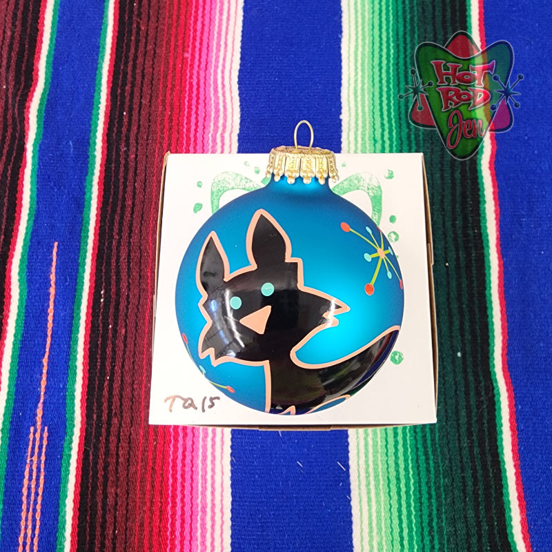 Hand pinstriped/painted glass ornament by Hot Rod Jen