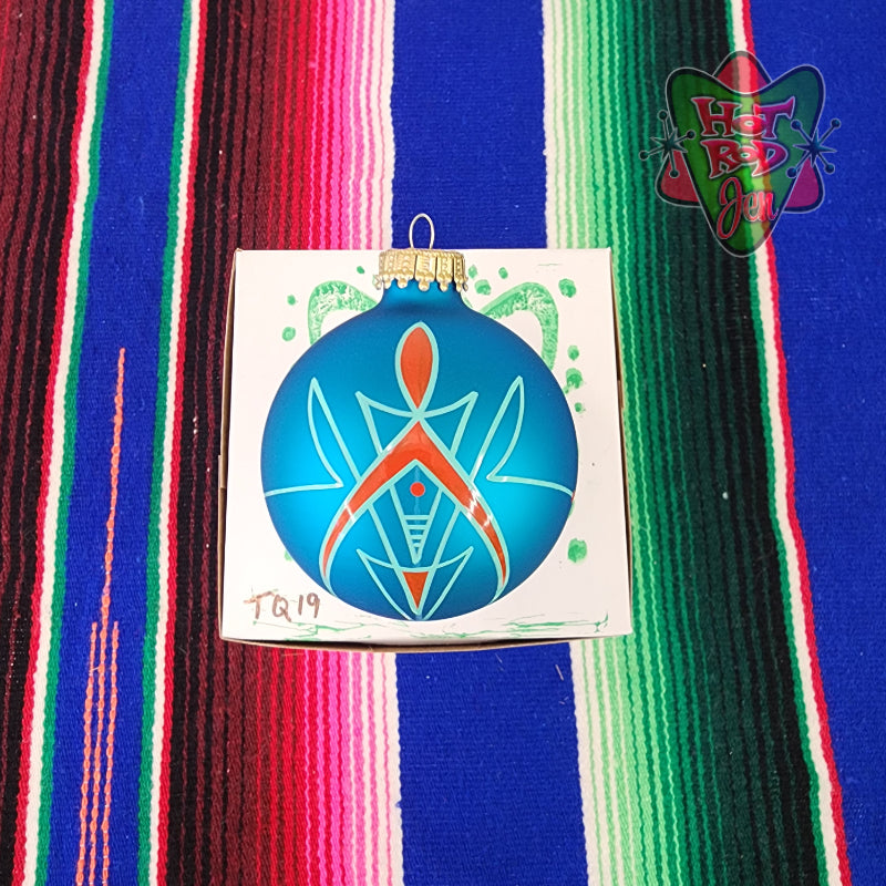 Hand pinstriped/painted glass ornament by Hot Rod Jen