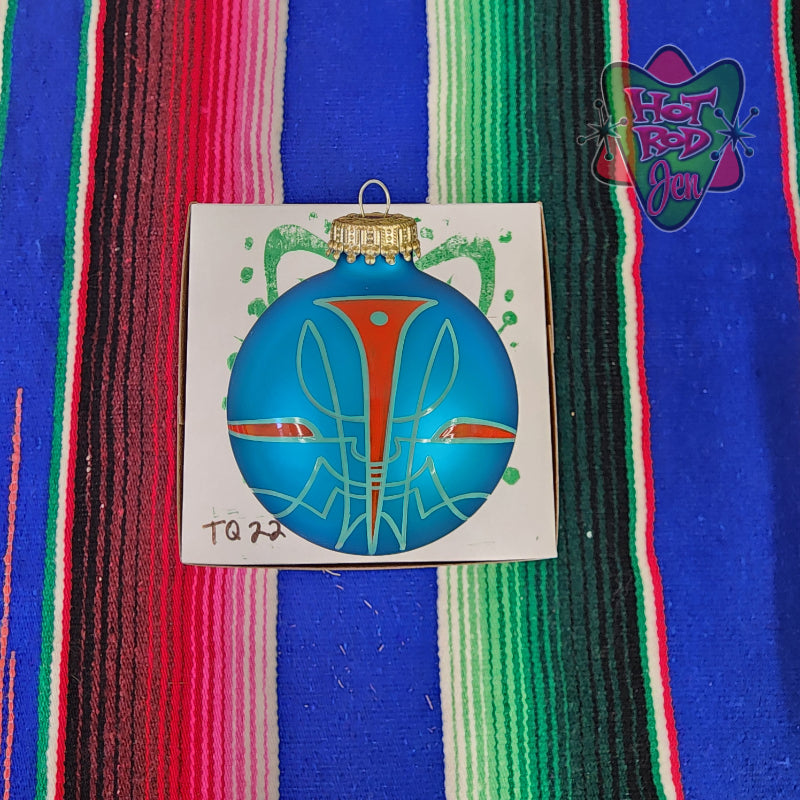 Hand pinstriped/painted glass ornament by Hot Rod Jen