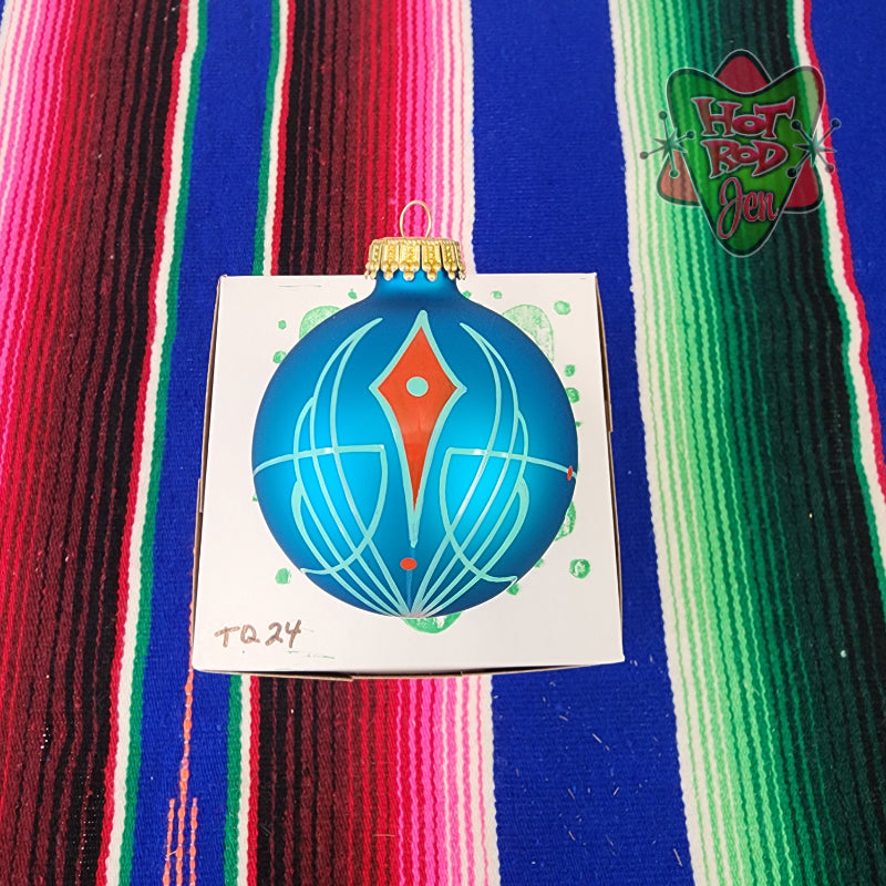 Hand pinstriped/painted glass ornament by Hot Rod Jen