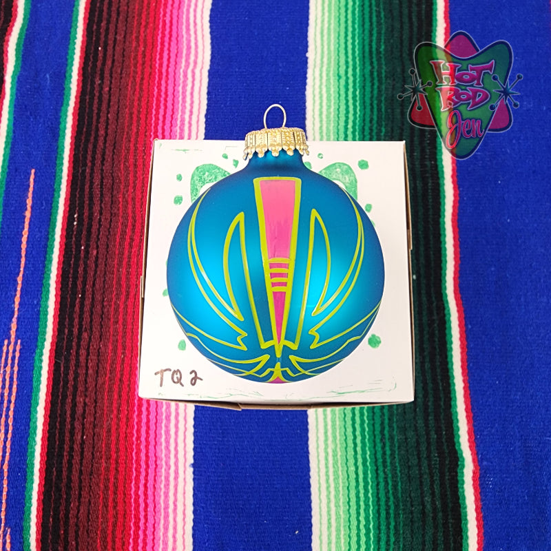 Hand pinstriped/painted glass ornament by Hot Rod Jen