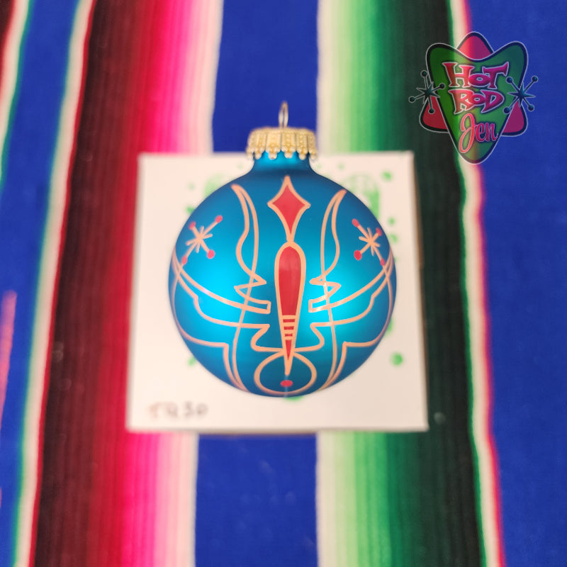 Hand pinstriped/painted glass ornament by Hot Rod Jen