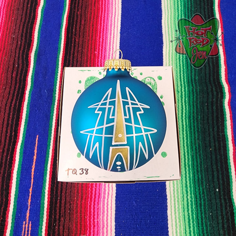 Hand pinstriped/painted glass ornament by Hot Rod Jen