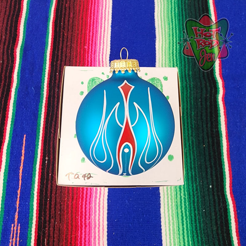 Hand pinstriped/painted glass ornament by Hot Rod Jen