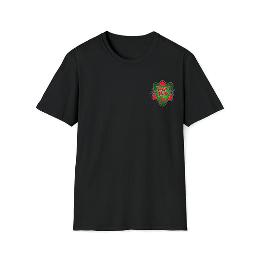Santa on back, logo front - Softstyle T-Shirt