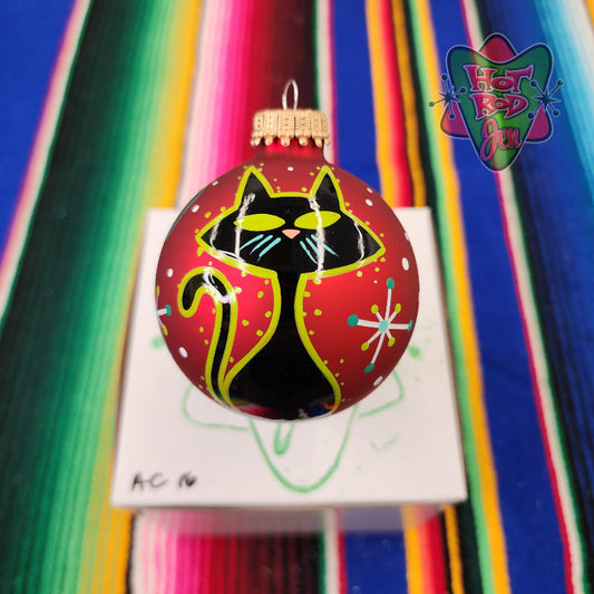 Hand pinstriped/painted glass ornament by Hot Rod Jen